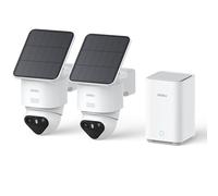 aosu 4K T2 Ultra Camera Surveillance WiFi Exterieure sans Fil Solaire, 2 Cam-Kit & aosuBase 2.0, 8MP Vision Nocturne, sans Frais, 32 Go Local & 1 to Extensible, 360° Panorama Suivi IA, 5G/2,4G