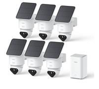 aosu 4K T2 Ultra Camera Surveillance WiFi Exterieure sans Fil Solaire, 6 Cam-Kit & aosuBase 2.0, 8MP Vision Nocturne, sans Frais, 32 Go Local & 1 to Extensible, 360° Panorama Suivi IA, 5G/2,4G