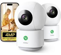 AOSU Caméra d'intérieur sans fil 4MP, zoom 6x, audio bidirectionnel, 4MP 2pcs, prise UE, 4mm