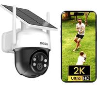 AOSU Caméra solaire WiFi, 3MP haute résolution, couverture 360 degrés, audio bidirectionnel