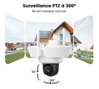 Aosu Camera Surveillance Exterieur Filaire - 3K 5MP Caméra WiFi Extérieur avec 2600 Lumens Projecteur - 3 PIR Couverture 360