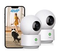 AOSU Lot de 2 caméras de surveillance d'intérieur 4 MP - Caméra de surveillance pour bébé 2,5 K à 360° pour la sécurité à domicile, caméra WiFi avec routeur Wi-Fi 5/2,4 GHz, appel à une touche, suivi