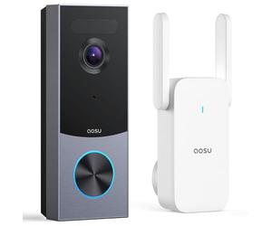 aosu Sonnette sans Fil avec Caméra HD 5MP, Sonnette sans Fil Exterieur Etanche avec Pile, Sonnettes Vidéo avec Radar et PIR détection, Wi-FI 5/2,4 GHz, Angle Ultra Large de 166°