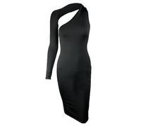 Aosufei Robe Midi éLéGante Et Sexy à Bandage pour Femmes One Shoulder Slim Backless Dress Robes De MariéE De Couleur Unie (Le Noir,L)