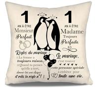 Aosumin 1 an à être Monsieur Parfait et Madame Toujours Parfaite - Cadeau d'anniversaire de Mariage Coussins pour Les Couples Mari Femme