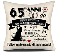 Aosumin 65 Ans par Monsieur Parfait et Dame Toujours dans le Juste 65e Anniversaire de Mariage Cadeau Oreiller pour Couples Mari Femme Maman Papa Granny Amis Joyeux Anniversaire de Mariage(65-a)