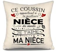 Aosumin Ce Coussin Appartient à la Meilleure nièce du Monde Housse de Coussin pour Nièce de Tante Oncle Anniversaire Cadeau de Noël Meilleur Cadeau Nièce(nièce-a)