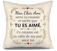 AOSUMIN Mon Cher Ami Serre ce Coussin et Sache Que Tu Es Aimé Ce Coussin Est Un Câlin de Ma Part Pour Toi Housse de Coussin pour Ami Hommes Garçons Cadeau d'Amitié Anniversaire Cadeau de Noël