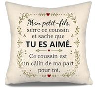 Aosumin Mon Petit-Fils Serre ce Coussin et sache Que tu ES aimé Housses de Coussin pour Petit-Fils de Grand-mère Grand-père Cadeau d'anniversaire Cadeau de Noël