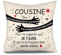 Aosumin Voici Un câlin Rien Que pour toi ma cousine pour Les Moments où Nous Sommes séparés pour Te rappeler Que Je t’Aime Mon cœur Housse de Coussin pour Cousine Cadeau d'anniversaire Cadeau de Noël