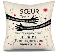 Aosumin Voici Un câlin Rien Que pour toi ma sœur pour Les Moments où Nous Sommes séparés pour Te rappeler Que Je t’Aime Housse de Coussin pour sœur Anniversaire Graduation Cadeau de Noël