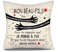 Aosumin Voici Un câlin Rien Que pour toi Mon Beau-Fils pour Te rappeler Que Je Pense à toi Et Que tu ES Toujours dans Mon cœur Housses de Coussin pour Beau-Fils Anniversaire Cadeau de Noël
