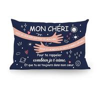 Aosumin Voici Un câlin Rien Que pour toi Mon chéri pour Te rappeler Combien Je t’Aime Et Que tu ES Toujours dans Mon cœur Taies d'oreiller pour Mon Chéri Anniversaire Saint-Valentin Cadeau de Noël