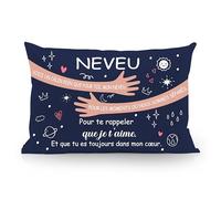 Aosumin Voici Un câlin Rien Que pour toi Mon Neveu pour Les Moments où Nous Sommes séparés pour Te rappeler Que Je t’Aime Taies d'oreiller pour Neveu Anniversaire Graduation Cadeau de Noël (Neveu-b)