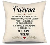 Aosumin Voici Un Coussin pour Te Le rappeler Tu ES Exceptionnel Je t’apprécie Je Crois en toi Je t’Aime Parrain Housses de Coussin pour Parrain Anniversaire Fête des pères Cadeau de Noël (Parrain-a)