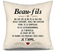 Aosumin Voici Un Coussin pour Te Le rappeler Tu ES Extraordinaire Je t’apprécie Je Crois en toi Je t’Aime Housses de Coussin pour Beau-Fils Anniversaire Noël Cadeau Rappel (Beau-Fils a)