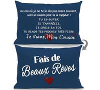 Aosumin Voici Un Coussin pour Te Le rappeler Tu ES Super Je t’apprécie Je Crois en toi Je t’Aime Mon Cousin Taies d'oreiller Double Face pour Cousin Anniversaire Graduation Cadeau de Noël(Cousin-a)