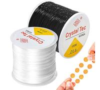 AOT Lot de 2 rouleaux de fil élastique en nylon transparent de 0,6 mm pour la fabrication de bijoux et bracelets (blanc + noir) - 100 m