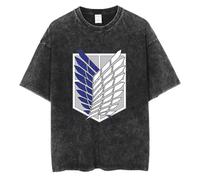 AOT Scouting Legion Variante Anime Titan Force de reconnaissance T-shirt en coton pour cosplay Y2K Design rétro, noir f, XXL