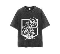 AOT Scouting Legion Variante Anime Titan Force de reconnaissance T-shirt en coton pour cosplay Y2K Design rétro, noir a, XXL