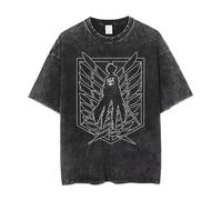 AOT Scouting Legion Variante Anime Titan Force de reconnaissance T-shirt en coton pour cosplay Y2K Design rétro, Noir G, XXL