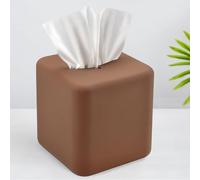 AOTASO Housse de boîte à mouchoirs carrée en silicone pour salle de bain, boîte décorative pour cube Kleenex, accessoires pour table, voiture, bureau (marron)