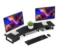 Aothia Grand support de moniteur, 2 ou 3 moniteurs, rehausseur d'écran avec longueur et angle réglables, support pour ordinateur de bureau, ordinateur portable, imprimante, TV (noir)