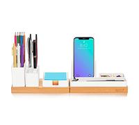 Aothia Organisateur de bureau réglable, support de téléphone, bac à papier autocollant pour maison/bureau(blanc)