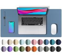 Aothia Sous-main, tapis de bureau en cuir PU, tapis de souris, protection de bureau antidérapante, bloc-notes de bureau étanche pour le bureau et la maison (60x35cm,Bleu denim)