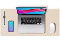 Aothia Tapis de bureau en cuir synthétique, grand tapis de souris, tapis de clavier, tapis de protection pour ordinateur et ordinateur portable, tapis de bureau pour écrire (60x35cm,Beige)