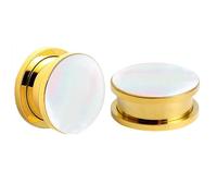 Aotiwe 2 Pièces Écarteur Oreille Piercing Tunnel 8mm, Ecarteur Oreilles Acier Inoxydable Or Rond