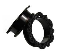 Aotiwe 2 Pièces Ecarteur Oreilles Noir 14mm, Tunnel Plug Oreille Motif Fleur Creuse Acier Inoxydable