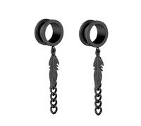 Aotiwe 2 Pièces Kit Piercing Lobe 6mm, Écarteur Noir Rond avec Pendentif Feuille et Chaîne Acier Inoxydable