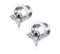 Aotiwe 2 Pièces Kit Piercing Tragus 8mm, Kit Ecarteur Oreille Argent Chauve-Souris avec Zircone Cubique Acier Inoxydable