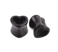 Aotiwe 2 Pièces Petit Ecarteur Oreilles 12mm, Plug Oreille Noir Forme Cœur Acrylique Expandeurs pour Piercings