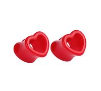 Aotiwe 2 Pièces Plug Oreille 6mm, Écarteur Tunnel Rouge Forme Cœur Acrylique Expandeurs pour Piercings