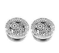 Aotiwe 2 Pièces Plug Oreille Homme 6mm, Kit Piercing Oreille Argent Ronde avec Fleur Creuse Acier Inoxydable