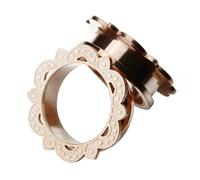 Aotiwe 2 Pièces Plug Tunnel Oreille 12mm, Kit Piercing Or Rose Motif Fleur Creuse Acier Inoxydable