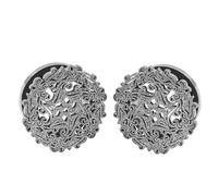 Aotiwe 2 Pièces Tunnel Oreille 8mm, Tunnel Plug Oreille Argent Ronde avec Fleur Creuse Acier Inoxydable