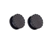 Aotiwe 2 Pièces Tunnel Plug Oreille 6mm, Kit Piercing Lobe Noir Ronde avec Fleur Acier Inoxydable