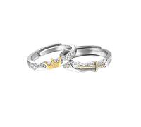 Aotiwe Alliance Femme en Argent, Alliance Homme Argent Fine Épée Carrée Couple avec Rond Oxyde de Zirconium Ajustable