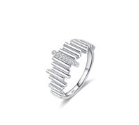 Aotiwe Bague Argent 925, Bague Phalange Femme Argent Lignes Verticales Irrégulières avec Rond Blanc Oxyde de Zirconium Taille 51.5