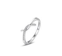 Aotiwe Bague Argent Boheme, Bague Fantaisie Femme Lignes Transversales de Branches avec Rond Blanc Oxyde de Zirconium Argent 925 Taille 51.5