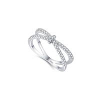 Aotiwe Bague Argent Large, Bague Fiançailles Femme Lignes Croisées avec Rond Blanc Oxyde de Zirconium Argent 925 Taille 51.5