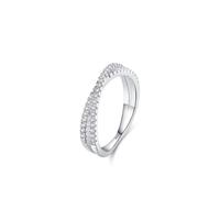 Aotiwe Bague Argent Massif, Bague Simple Femme Argent Lignes Croisées avec Rond Blanc Oxyde de Zirconium Taille 51.5