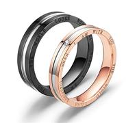 Aotiwe Bague Couple Or Rose Noir Anneau Le Monde A L'Air Merveilleux Quand Je suis avec Toi, Zircon Acier Inoxydable Bague Femme 54 & Homme 61.5
