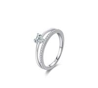 Aotiwe Bague Femme Argent, Bague Meilleure Amie Lignes Double Couche avec Zircon d'amour Argent 925 Taille 51.5