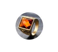 Aotiwe Bague Homme Universitaire, Bague Gothique Acier Dragon Phénix Or Orange avec Orange Tour Zircone Cubique Taille 59