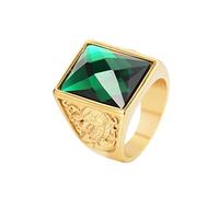 Aotiwe Bague Homme XL, Bague Acier Homme Inoxydable Dragon Phénix Or Vert avec Vert Tour Zircone Cubique Taille 64