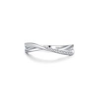 Aotiwe Bague Mariage Femme, Bague Argent Gothique Lignes Croisées avec Rond Blanc Oxyde de Zirconium Argent 925 Taille 51.5